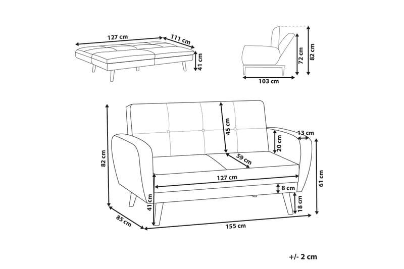 Feliks Bäddsoffa 2-sits - Beige/Ljust trä - Möbler - Soffa - Bäddsoffa - 2 sits bäddsoffa