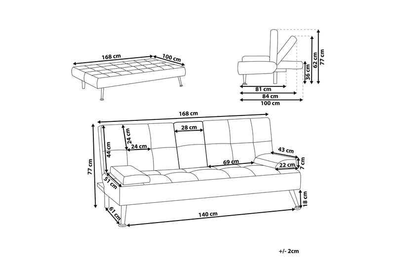 Ferne Bäddsoffa 3-sits - Beige/Silver - Möbler - Soffa - Bäddsoffa - 3 sits bäddsoffa