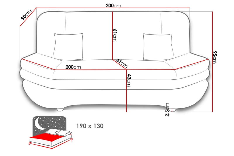 Figurelle Bäddsoffa 2-sits - Beige - Möbler - Soffa - Bäddsoffa - 2 sits bäddsoffa