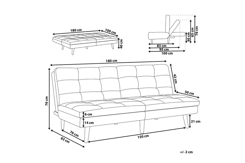 Finan Bäddsoffa 3-sits - Svart/Mörkt trä - Möbler - Soffa - Bäddsoffa - 3 sits bäddsoffa