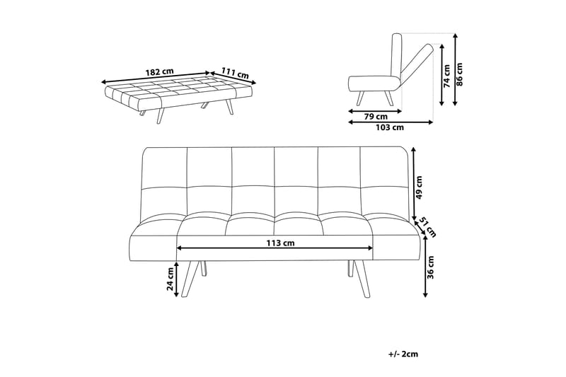 Fiora Bäddsoffa 3-sits - Brun/Ljust trä - Möbler - Soffa - Bäddsoffa - 3 sits bäddsoffa