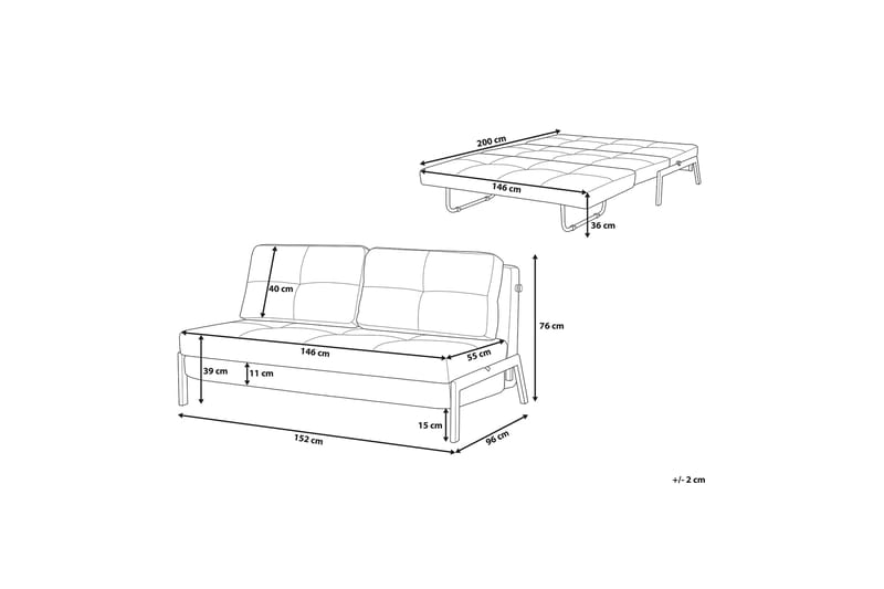 Bäddsoffa Edland 152 cm - Grå - Möbler - Soffa - Bäddsoffa - Futon - Futon soffa