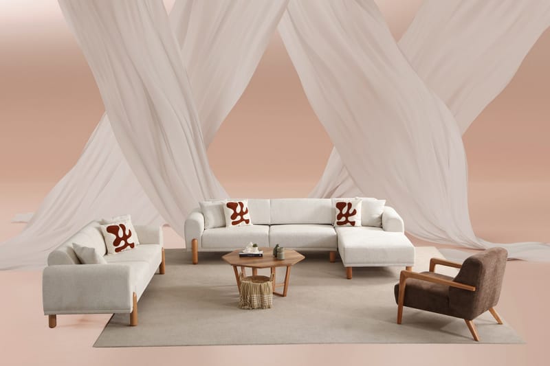 Godiva Bäddsoffa med Divan 3-sits - Cream - Möbler - Soffa - Bäddsoffa - Bäddsoffa divan