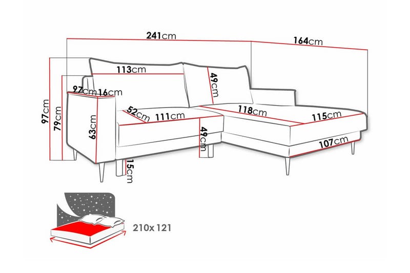 2-sits Hörnbäddsoffa Graystone - Ljusgrå - Möbler - Soffa - Bäddsoffa - Hörnbäddsoffa