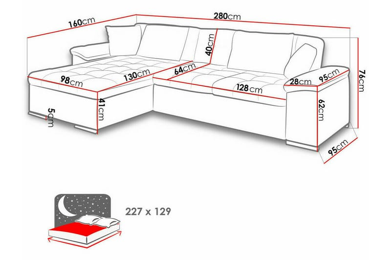 3-sits Hörnbäddsoffa Camior - Grå - Möbler - Soffa - Bäddsoffa - Hörnbäddsoffa