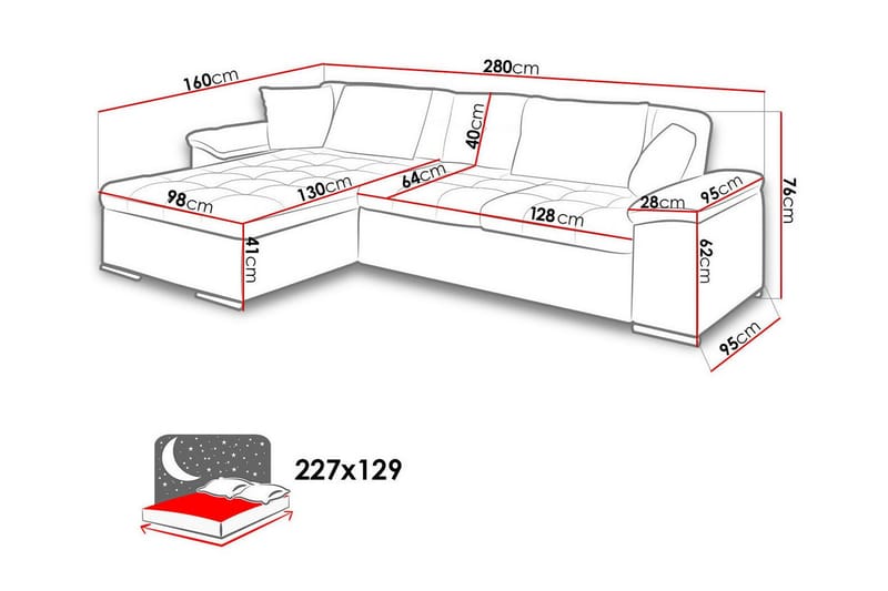 3-sits Hörnbäddsoffa Camior - Möbler - Soffa - Bäddsoffa - Hörnbäddsoffa