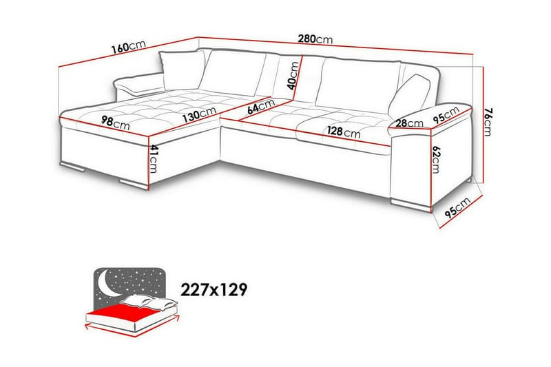 3-sits Hörnbäddsoffa Camior - Möbler - Soffa - Bäddsoffa - Hörnbäddsoffa