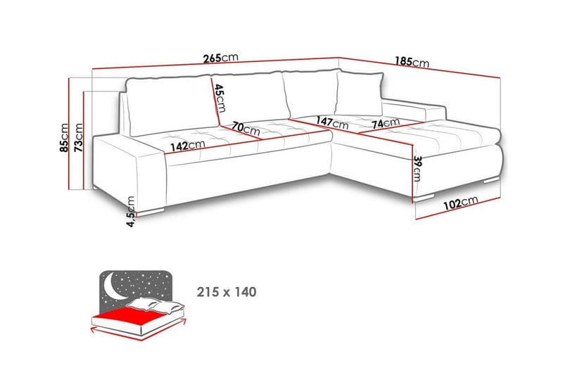 3-sits Hörnbäddsoffa Cerys - Möbler - Soffa - Bäddsoffa - Hörnbäddsoffa