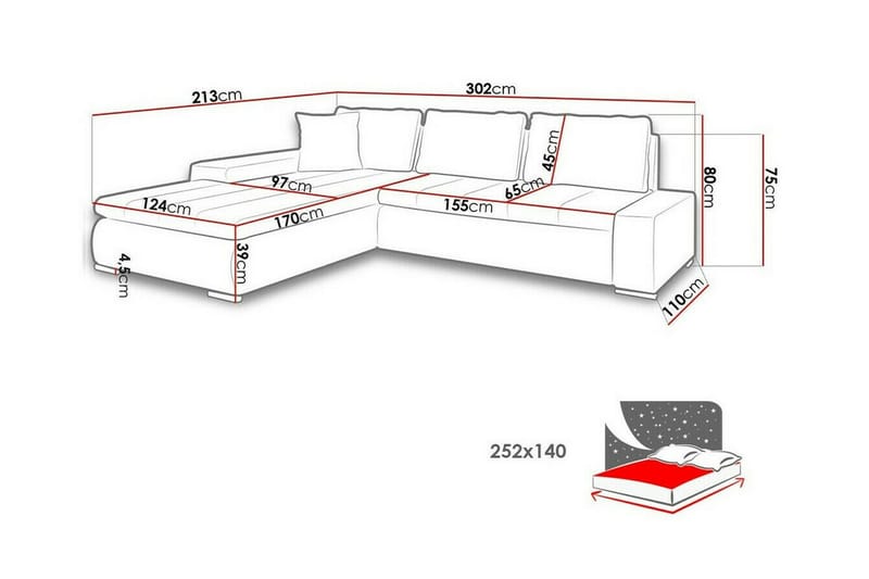 3-sits Hörnbäddsoffa Cerys - Möbler - Soffa - Bäddsoffa - Hörnbäddsoffa