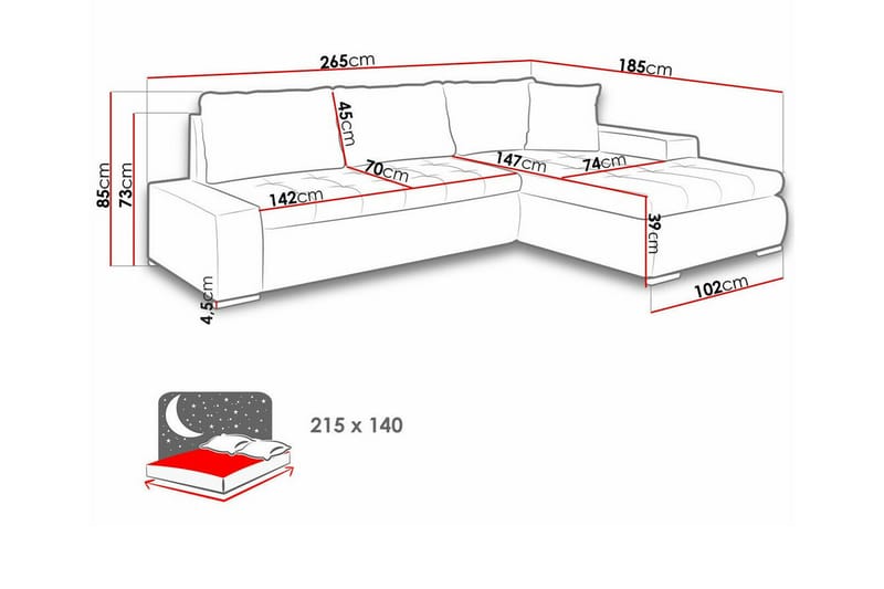 3-sits Hörnbäddsoffa Cerys - Möbler - Soffa - Bäddsoffa - Hörnbäddsoffa