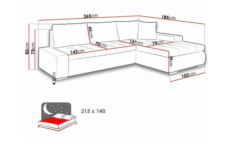 3-sits Hörnbäddsoffa Cerys - Möbler - Soffa - Bäddsoffa - Hörnbäddsoffa