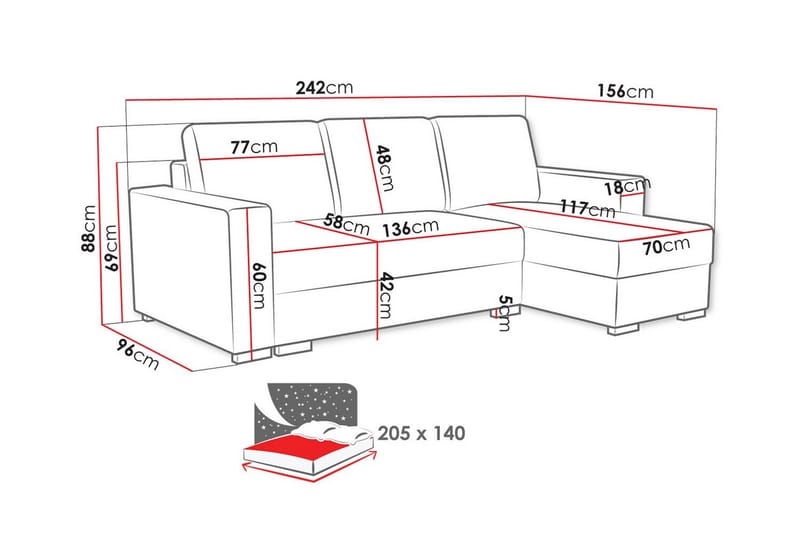 3-sits Hörnbäddsoffa Denegal - Grön - Möbler - Soffa - Bäddsoffa - Hörnbäddsoffa