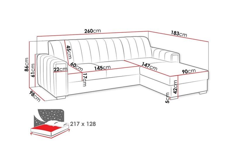 3-sits Hörnbäddsoffa Denegal - Möbler - Soffa - Bäddsoffa - Hörnbäddsoffa