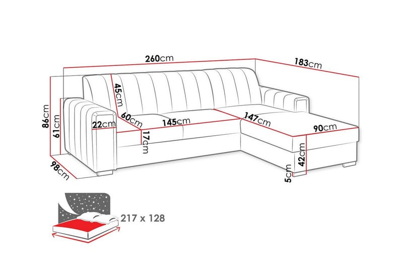 3-sits Hörnbäddsoffa Denegal - Möbler - Soffa - Bäddsoffa - Hörnbäddsoffa