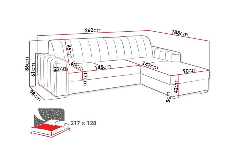 3-sits Hörnbäddsoffa Denegal - Möbler - Soffa - Bäddsoffa - Hörnbäddsoffa