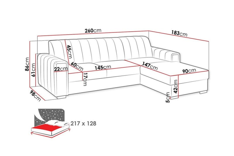 3-sits Hörnbäddsoffa Denegal - Möbler - Soffa - Bäddsoffa - Hörnbäddsoffa