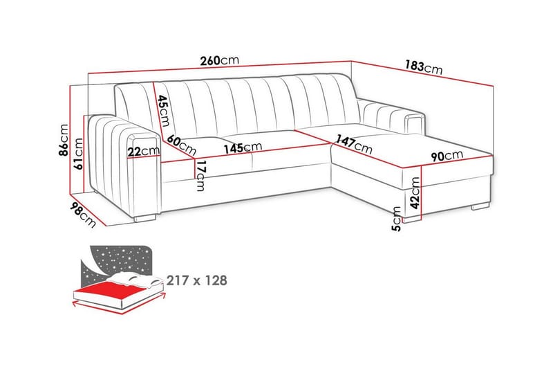 3-sits Hörnbäddsoffa Denegal - Möbler - Soffa - Bäddsoffa - Hörnbäddsoffa