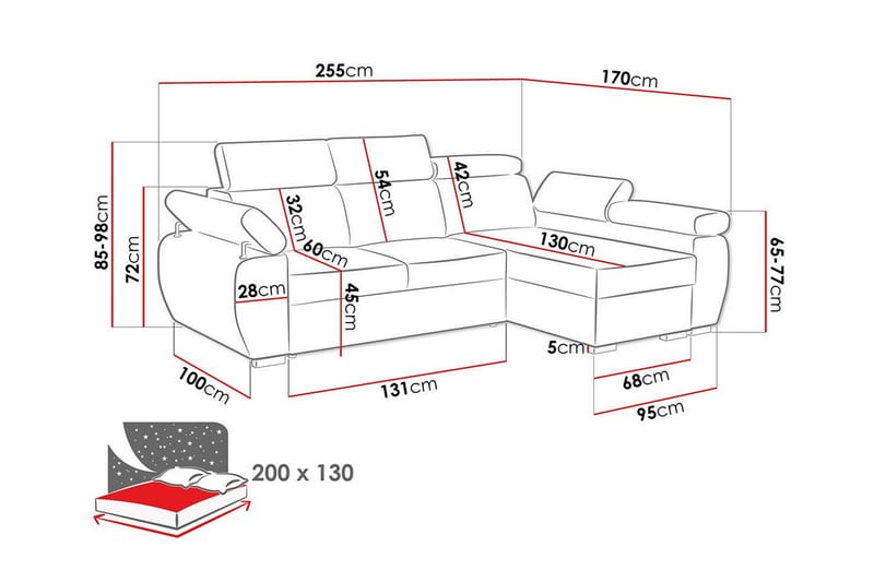 3-sits Hörnbäddsoffa Denegal - Möbler - Soffa - Bäddsoffa - Hörnbäddsoffa