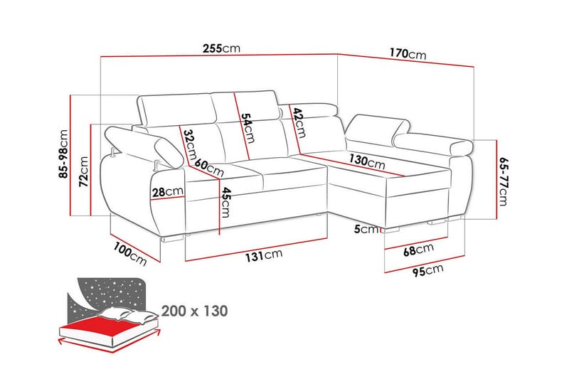 3-sits Hörnbäddsoffa Denegal - Möbler - Soffa - Bäddsoffa - Hörnbäddsoffa