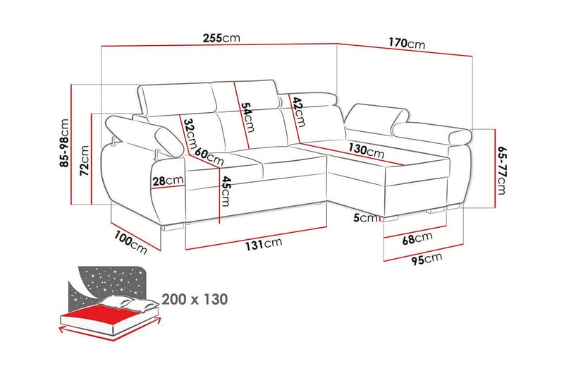 3-sits Hörnbäddsoffa Denegal - Möbler - Soffa - Bäddsoffa - Hörnbäddsoffa