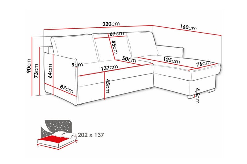 3-sits Hörnbäddsoffa Denegal - Möbler - Soffa - Bäddsoffa - Hörnbäddsoffa