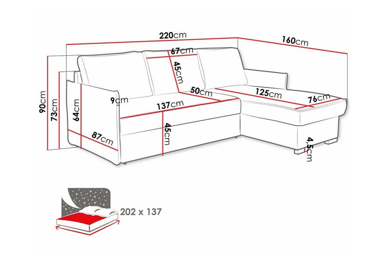 3-sits Hörnbäddsoffa Denegal - Möbler - Soffa - Bäddsoffa - Hörnbäddsoffa