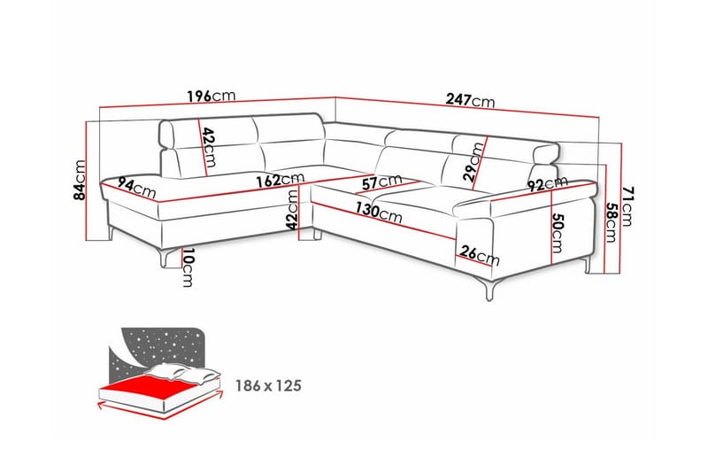 3-sits Hörnbäddsoffa Graystone - Blå - Möbler - Soffa - Bäddsoffa - Hörnbäddsoffa