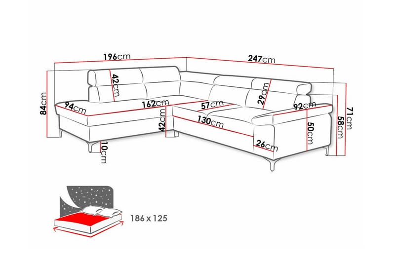 3-sits Hörnbäddsoffa Graystone - Ljusbrun - Möbler - Soffa - Bäddsoffa - Hörnbäddsoffa