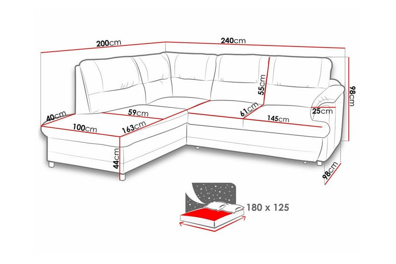 3-sits Hörnbäddsoffa Graystone - Ljusgrå - Möbler - Soffa - Bäddsoffa - Hörnbäddsoffa