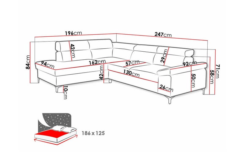 3-sits Hörnbäddsoffa Graystone - Mörkgrå - Möbler - Soffa - Bäddsoffa - Hörnbäddsoffa