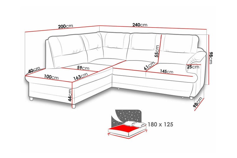 3-sits Hörnbäddsoffa Graystone - Mörkgrå - Möbler - Soffa - Bäddsoffa - Hörnbäddsoffa