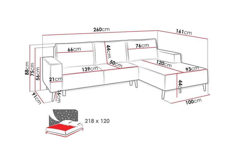 3-sits Hörnbäddsoffa Graystone - Möbler - Soffa - Bäddsoffa - Hörnbäddsoffa