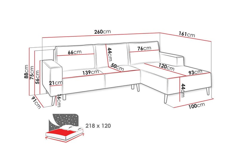 3-sits Hörnbäddsoffa Graystone - Möbler - Soffa - Bäddsoffa - Hörnbäddsoffa