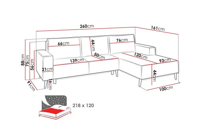 3-sits Hörnbäddsoffa Graystone - Möbler - Soffa - Bäddsoffa - Hörnbäddsoffa