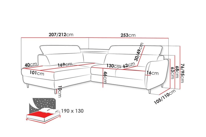 3-sits Hörnbäddsoffa Graystone - Möbler - Soffa - Bäddsoffa - Hörnbäddsoffa