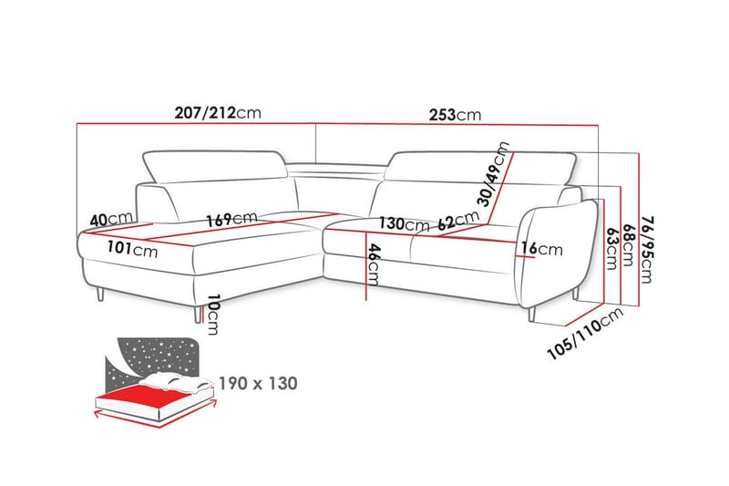 3-sits Hörnbäddsoffa Graystone - Möbler - Soffa - Bäddsoffa - Hörnbäddsoffa