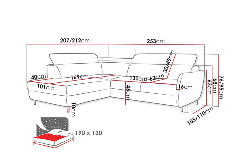 3-sits Hörnbäddsoffa Graystone - Möbler - Soffa - Bäddsoffa - Hörnbäddsoffa