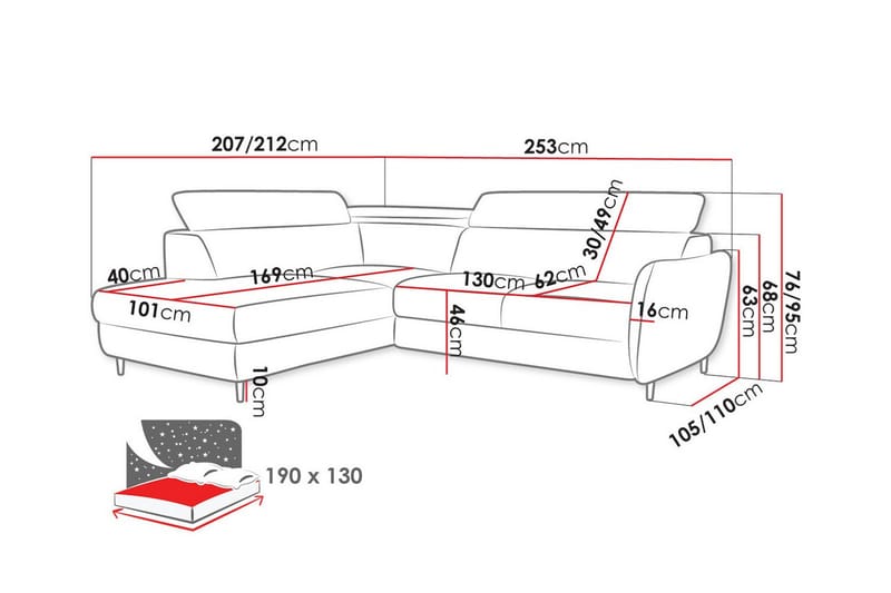 3-sits Hörnbäddsoffa Graystone - Möbler - Soffa - Bäddsoffa - Hörnbäddsoffa