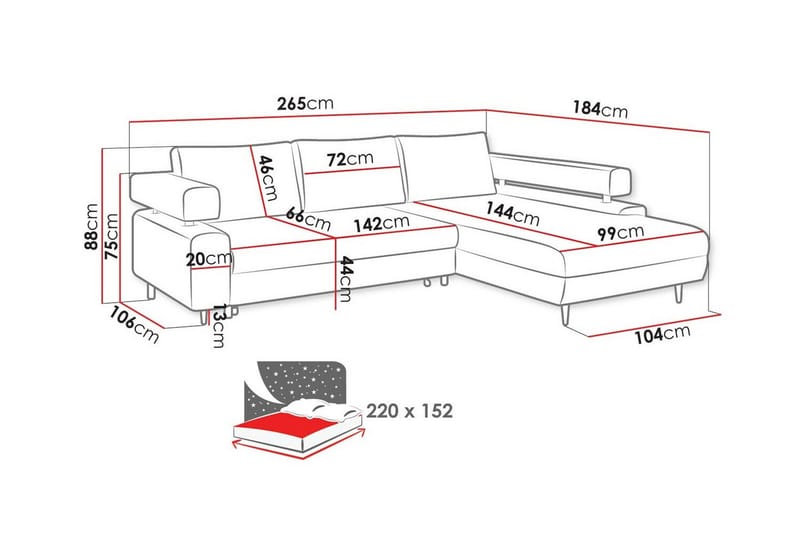 3-sits Hörnbäddsoffa Graystone - Möbler - Soffa - Bäddsoffa - Hörnbäddsoffa