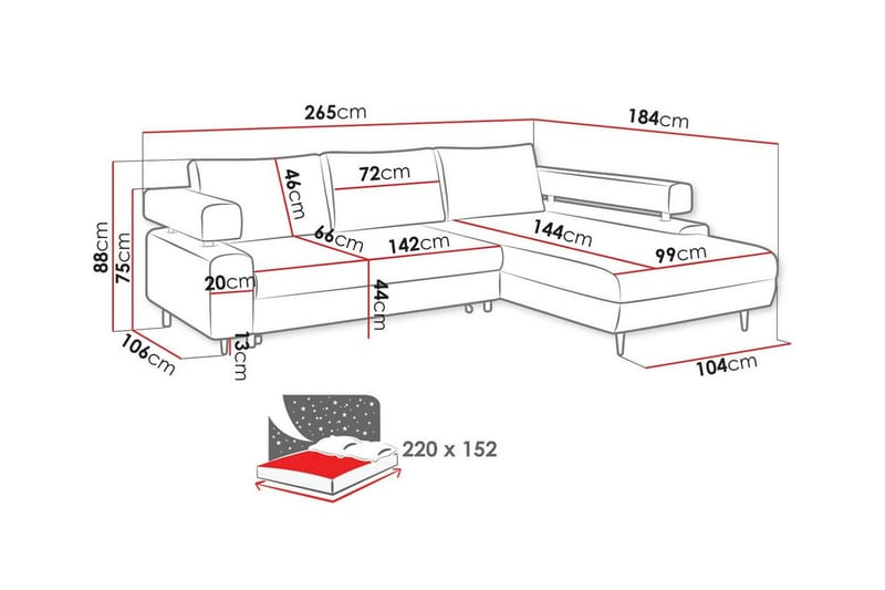 3-sits Hörnbäddsoffa Graystone - Möbler - Soffa - Bäddsoffa - Hörnbäddsoffa