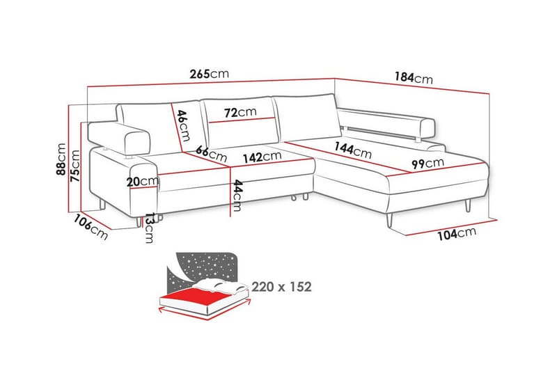 3-sits Hörnbäddsoffa Graystone - Möbler - Soffa - Bäddsoffa - Hörnbäddsoffa