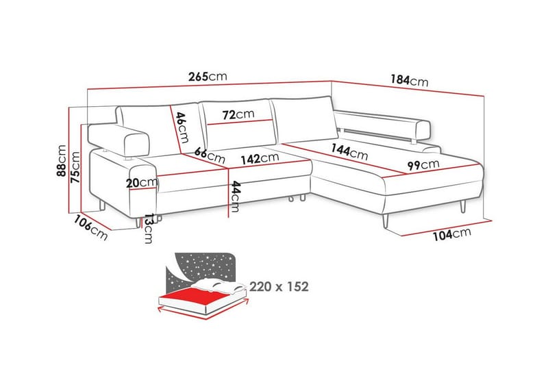 3-sits Hörnbäddsoffa Graystone - Möbler - Soffa - Bäddsoffa - Hörnbäddsoffa