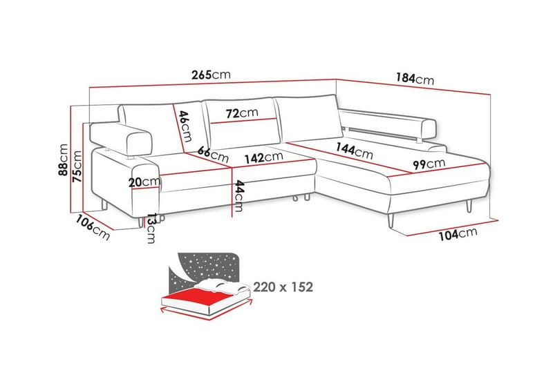 3-sits Hörnbäddsoffa Graystone - Möbler - Soffa - Bäddsoffa - Hörnbäddsoffa