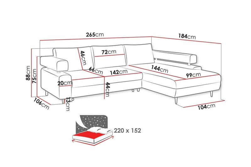 3-sits Hörnbäddsoffa Graystone - Möbler - Soffa - Bäddsoffa - Hörnbäddsoffa