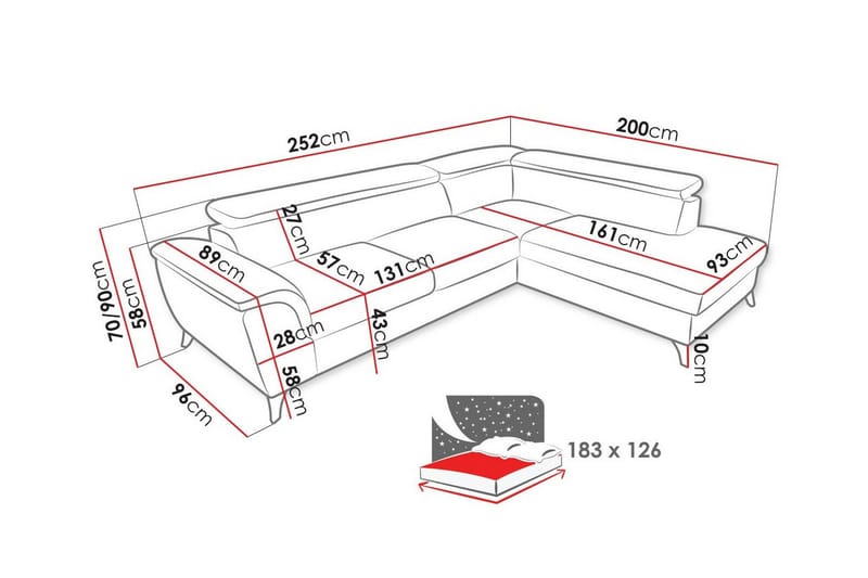 3-sits Hörnbäddsoffa Graystone - Möbler - Soffa - Bäddsoffa - Hörnbäddsoffa