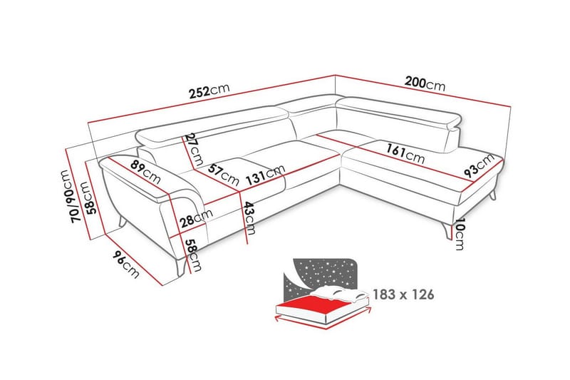 3-sits Hörnbäddsoffa Graystone - Möbler - Soffa - Bäddsoffa - Hörnbäddsoffa