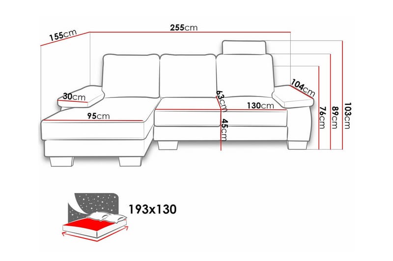 3-sits Hörnbäddsoffa Graystone - Möbler - Soffa - Bäddsoffa - Hörnbäddsoffa