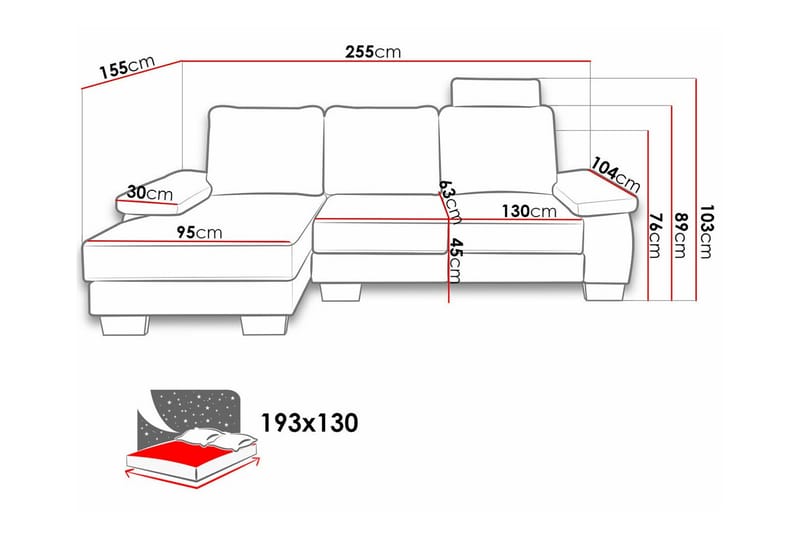 3-sits Hörnbäddsoffa Graystone - Möbler - Soffa - Bäddsoffa - Hörnbäddsoffa