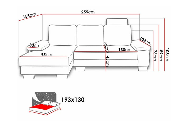 3-sits Hörnbäddsoffa Graystone - Möbler - Soffa - Bäddsoffa - Hörnbäddsoffa