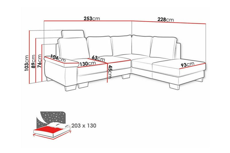 3-sits Hörnbäddsoffa Graystone - Hörnbäddsoffa